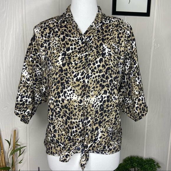 Vintage MariPosa Leopard Print Button Up Blouse - Picture 1 of 5